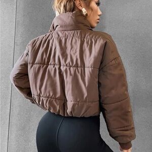 SHEIN Chocolate Brown Women's Puffer Jacket